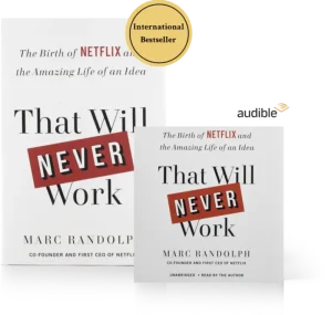 That Will Never Work book cover by Marc Randolph Netflix co founder with Audible edition