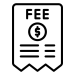 an illustration of an icon that says fee and a dollar sign speaks of correct fees
