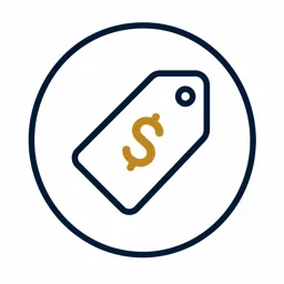 Price tag icon with dollar symbol representing event budget and speaker fee range