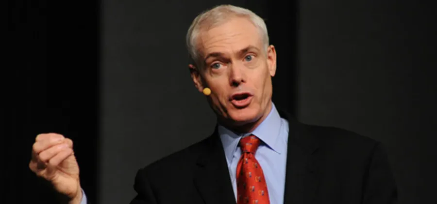 Jim Collins delivering a keynote presentation on Level 5 leadership and disciplined execution