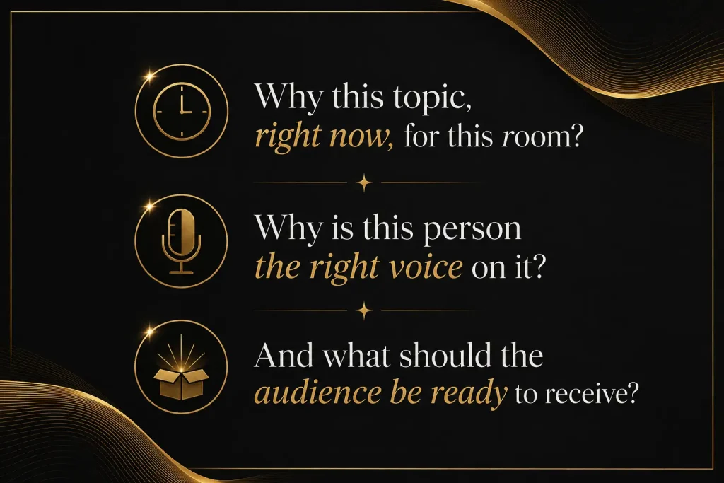 The three questions every keynote introduction must answer - introduce a keynote speaker | Aurum Speakers Bureau
