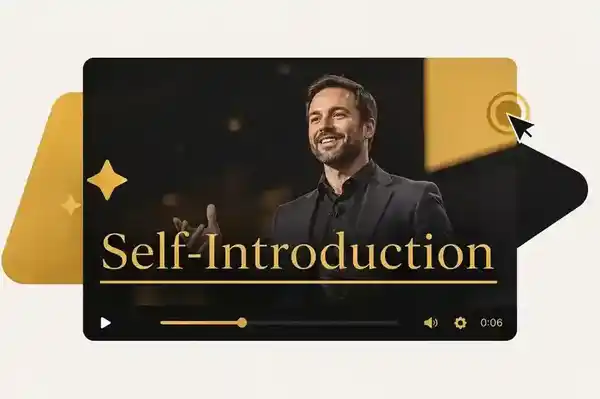 Keynote speaker self-introduction video mockup in black and gold branding | Aurum Speakers Bureau