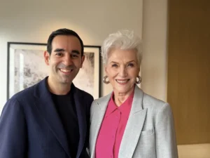 Maye Musk with Pol Vela, co-founder of Aurum Speakers Bureau, in Hong Kong - maye musk ageless success | Aurum Speakers Bureau