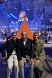 Nando Parrado with the founder of Aurum Speakers Bureau and Parrado’s wife after his Nordic Business Forum keynote - nando parrado nordic business forum | Aurum Speakers Bureau