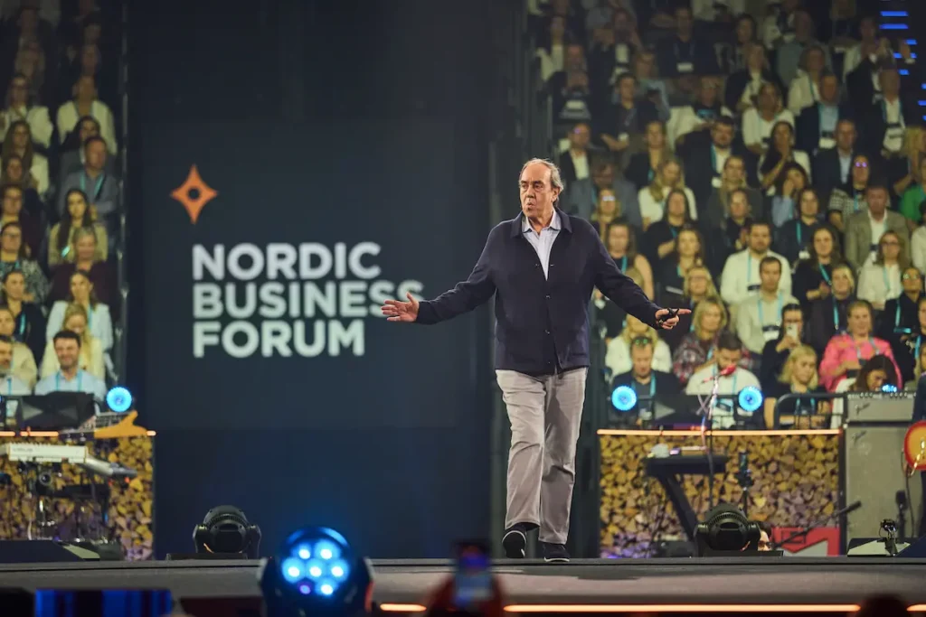 Nando Parrado on stage at Nordic Business Forum 2026 - nando parrado nordic business forum | Aurum Speakers Bureau